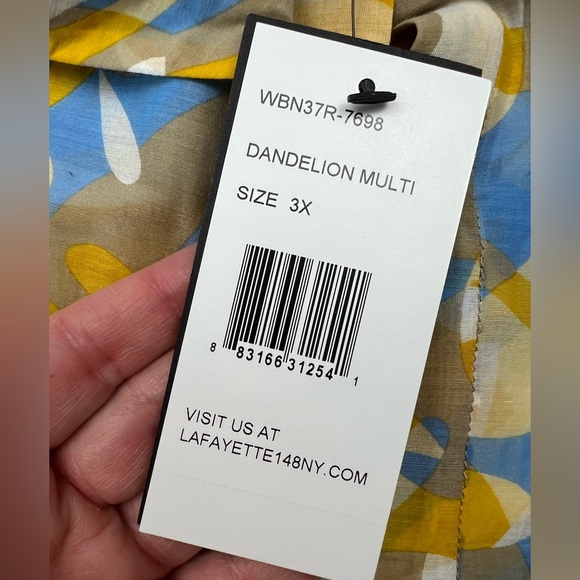 New LAFAYETTE 148 Silk Blend Golden Summer Blouse - Button Front - Abstract 3X - Picture 5 of 5